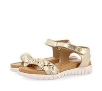 Sandales en Peau de Couleur Or à Claque tressée pour Fille bruyeres