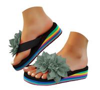 Sandales Es Femme Sandale Élégantes Thongs Antidérapantes Simple Pantoufle Légères Flip Flop Sandales Décontractées Antidérapant Tongue Semelle Souple Sandale pour la Douche, la (Light Green, 37)