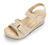 Sandales Espadrilles À Plateforme avec Bride À la Cheville,Sandales souples et confortables pour femmes, sandales décontractées à semelle épaisse, beige, 42,Femmes D'été Wedge Sandales à plateforme