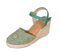 Sandales Espadrilles Compensées Femme Espadrille Femmes Compensees à Bout Rond avec Sangle de Cheville et Bout Fermé Escarpins Talons Femme Confortables pour Mariage, Soirée ou Sortie Habillée
