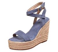 Sandales Espadrilles Compensées Femme Espadrille Femmes Compensees Fermées à Plateforme Bout Ouverte avec Bride Cheville Boucle Ajustable Escarpins Talons Femme pour Travail et Tenue Habillée