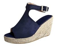 Sandales Espadrilles Compensées Femme Été Confortable Sandale Femmes Talon Compensé Compensées Mules Talon Plateforme Chaussures de Bout Ouvert d'été Espadrilles pour Maison Piscine Plage Vacances