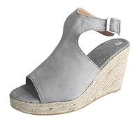Sandales Espadrilles Compensées Femme Été Confortable Sandale Femmes Talon Compensé Compensées Mules Talon Plateforme Chaussures de Bout Ouvert d'été Espadrilles pour Maison Piscine Plage Vacances