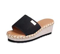 Sandales Espadrilles Compensées Femme Été Sandale Femmes Talon Compensé Compensées Mules Talon Plateforme Chaussures de Bout Ouvert d'été Espadrilles pour Maison Piscine Plage Vacances Pas Cher
