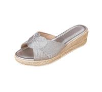 Sandales espadrilles pour femme avec motif floral tissé, bout ouvert, chaussures décontractées, chaussures d'hiver