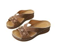 Sandales et claquettes pour femme - Pantoufles à talon incliné creux - Chaussures décontractées pour femme - Taille 38, marron, 40 EU