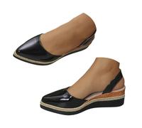 Sandales et Espadrilles pour Femmes Été Confortable Pantoufles Plateforme Légères Chaussures à Plateforme Décontractées Bout Fermé Antidérapant Chaussons à Bride Cheville (Black, 6)