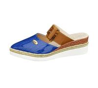 Sandales et Mules Confortable Pantoufles Chaussures à talons compensés pour femmes élégantes confortables en cuir fermé devant avec sangle arrière et élastiques sandales décontractées pour(Blue, 38)