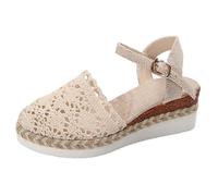 Sandales et Mules Femmes Été Confortable Pantoufles Sandales tissées Baotou à boucle unique pour femmes style élégant et polyvalent parfaites pour printemps été en Europe Amérique (Beige, 36)
