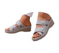 Sandales et Mules pour Femmes à Plateforme Légères Été Pantoufles Compensées Marche Sandales Orthopédiques Bout Ouvert Antidérapant Décontractées Claquettes Confortable à Talon (Light Ashy, 6.5)