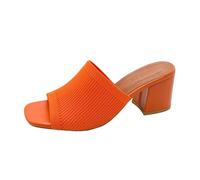 Sandales et Mules pour Femmes Chic et Elegant Pantoufles Antidérapantes à Talons Carrés Mule en Tricot Femme Confort et Respirantes à Bout Ouvert Sandale Décontractées Pantoufle Tendance
