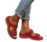 Sandales Et Mules Pour Femmes Compensées - été Confortable Mules en Cuir Sandale Mode Bout Ouvert Compensées Plateforme Pantoufles Premium Orthopédiques Chaussons de Plage Taille Fête des Mères