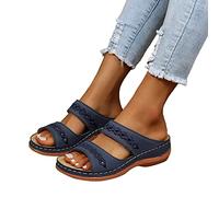 Sandales Et Mules Pour Femmes Compensées - été Confortable Mules en Cuir Sandale Mode Bout Ouvert Compensées Plateforme Pantoufles Premium Orthopédiques Chaussons de Plage Taille Fête des Mères