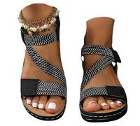 Sandales et Mules pour Femmes Compensees Été Mode Élégance Mules Sandales Bout Ouvert Rome Strass Bride Cheville Chaussures pour Plage Vacances Tongs de Claquette Disponibles En Plusieurs Couleurs