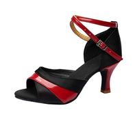 Sandales et Mules pour Femmes Été Confortable Pantoufles Pantoufles Hiver Cher Femmes dansant bal bal Ballet Latin danse chaussures célibataires Range Chaussures En Bois (Red, 34)