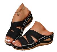 Sandales et Mules pour Femmes Plates Confortable Été Bout Ouvert Rome Chaussures Vintage Pantoufles de Plage Vacances d'extérieur Slippers Tongs avec Boucle À Semelle Plate pour De Plage D'été