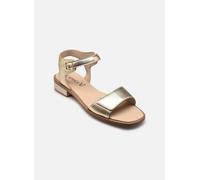 CAPRICE Sandales plates en cuir pour femme, Lt Gold Metal, 39 EU