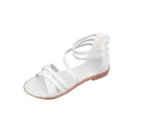 Sandales et Nu-Pieds Femmes Confortable Sandales Plates pour Femmes Décontracté Style Romain Croisé Cheville Élastique Sangle Une Bande Sandales D’été Plates Pas Cher Spartiate Chaussures Plates