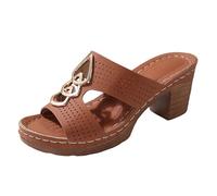 Sandales été épais pour femmes, chaussures de soirée, de mariage, bout ouvert sandales pour marcher longtemps sans fatigue Sandale femme minimaliste en cuir véritable sans couture pour pied sensible