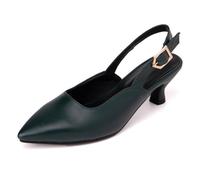 Sandales Femme À Bout Pointu Slingback Escarpins Robe Soirée Chaussures De Cour pour Femme Boucle Attache Talon Kitten Chaussures De Mariage pour Quotidien Et Bureau,Pine Green,44 EU