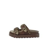 Buffalo Raya Ari West Sandales En Cuir Marron Pour Femmes - EUR 40
