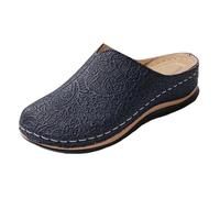 Sandales femme chaussure ete compensée Bottines Plates Pour Sans Talon Sandales grande taille à semelle épaisse, coutures en bouche de poisson, pantoufles pour femmes, commerce(Dark Blue, 41)