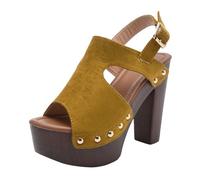 Sandales femme chaussure ete compensée Sandales à talons hauts pour femmes élégantes et confortables pour vos occasions estivales et soirées habillées (Yellow, 41)