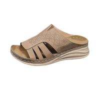 Sandales Femme Compensées Confortable Plateforme Pantoufles D'Été pour Femmes,Nouvelles,Décontractées,Confortables,À Semelle Épaisse,À Bout Ouvert,À Chaussures Femme Confort Sandales (Khaki,36)