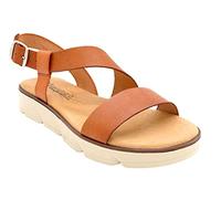 Sandales Femme Compensées été Cuir 38-EU Marron - Chaussures Ouvertes pour Femmes en Cuir Véritable avec Semelle intérieure en Cuir rembourré - BluSandal Fabriqué en Espagne