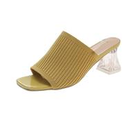 Sandales Femme Confort Claquettes Femme Tongs Chaussures Sandales Mules 2026 Plates Sexy Pour Avec Anneau D'orteil De Plage Tendance Strass Été Bohème Confortable Boucle Printemps Un (Yellow, 39)