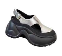 Sandales Femme Cuir Confortable Sandale Plateforme Sandales Confortables à Fond Épais et Style Urbain Toutes Nouvelles et Tendance Mules Femme Confort Sandals Compensées Été (Silver 36)