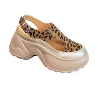 Sandales Femme Cuir Confortable Sandale Plateforme Sandales Confortables à Fond Épais et Style Urbain Toutes Nouvelles et Tendance Mules Femme Confort Sandals Compensées Été (Orange 36)