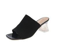 Sandales Femme De Marche Confortable Ouvert Chaussures Chaussures Compensées Fermé Sandales chaudes femmes pantoufles adolescentes pour filles de plage filles femmes plate-forme Bottes(Black, 37)