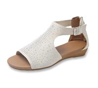 Sandales Femme De Marche Confortable Ouvert Chaussures Sandales Compensées Pour Femmes Sans Bride d'été confortables à bout ouvert et fermeture éclair pour femmes Escarpins Talon(Beige, 40)