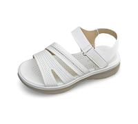 Sandales Femme De Marche Confortable Ouvert Chaussures Sandales confortables pour femmes - été quotidiens et occasions variées fermeture à bande légère et semelle épaisse pour un style(White, 42)