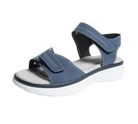 Sandales Femme de Sport Pour L'extérieur Antidérapantes Plates Sandale Réglables Chaussures de Marche Soutien Voûte Plantaire Sandales Confortables Femme Été Habillées Pour Soirée Large (Blue-a, 39)