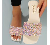 Sandales femme décorées de fausses perles, style français 2025 nouveau, semelle souple, pantoufles d'intérieur/extérieur décontractées de bureau, tenues printemps été CN35,CN36,CN37,CN38,CN39,CN40,CN4