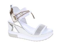 Nero Giardini Sandales compensées E219045D cuir blanc – Boucle de serrage – Femme 37
