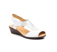 Sandales Femme en Cuir Fabriquées en Espagne, Bride Scratch Ajustable, Semelle Antidérapante en Caoutchouc, Talon Compensé Bas, Chaussures d’Été Confortables pour Marche et Usage Quotidien
