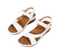 Sandales Femme Été À Talon Compensé Épais, Sandales Orthopédiques Confortables Avec Scratch Réglable, Bout Ouvert, Légères Et Mode, Semelle Antidérapante, Grandes Tailles, Idéales Pour Marche