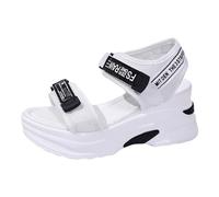 Sandales Femme Été Chaussure Femme Sandales Compensee Sandale Orthopedique Espadrilles Compensées Sandale Confortable Chaussures Compensées Mules Été Vintage Plateforme Quotidienne (F-White, 40)