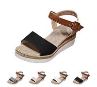 Sandales Femme Été Compensées Chic, Sandale Femme Ete Confortable, Nu Pieds Avec Bride Grande Taille Claquette Plateforme Claquettes Outdoor Casual Sandales Ville Sandale Bout Ouvert Chaussures