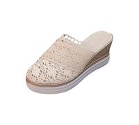 Sandales Femme Été Confortable 41, Claquettes Cuir Confortablelarges Pied Plateforme Compensées Chaussons Mode Antidérapantes Chausson Classiques Sandale Plage, Sandales Femme Été Compensées Liège