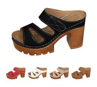 Sandales Femme Été Confortable Bout Ouvert, Chaussures À Talon Compensé Femme avec Plateforme, Sandale Bloc Talon Carré Nu Pieds Bouche De Poisson Claquette Grande Taille Respirante Claquettes