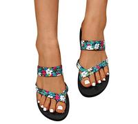 Sandales Femme Été Confortable Chaussures Claquettes Florales pour Femmes avec Semelle Épaisse Idéales pour La Plage Et Les Sorties Estivales