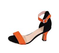 Sandales Femme Été Confortable Chaussures Compensées Danse Latine Chaussure Talon Sandale Orthopedique Compensee Mariage Orthopédique Confort Escarpins Haut De Petit Talons Ete Fermées,Orange #1,37