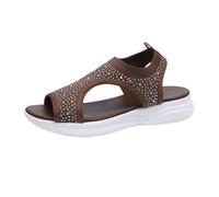 Sandales Femme Été Confortable,Chaussures Femme Mode,Tendance Maille Cristal Confortable Plage Décontractées Élégantes Talons Plats,Mules Bout Ouvert Grande Adhérence Marcher