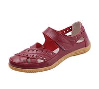 sandales femme été confortable Chaussures Femme Pieds Larges Femmes respirant à lacets chaussures plates décontractées unisexe léger de travail sportif respirant Slip travail formateurs Vin 39