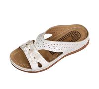 Sandales Femme Été Confortable Compensées Tong Compensee Mules Sandale Talon Compensé Plate-Forme Cuir Liège Sandals Pantoufles Orthopédiques Chaussures Et pour Dentelle Tongues Plates