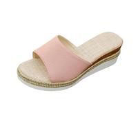 Sandales Femme éTé Confortable Cuir,Chaussures compensées pour Femmes,Pantoufles décontractées,Sandales Classiques Femmes